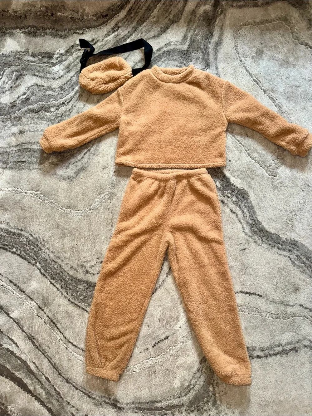 Fashion Nova Kids Cozy Fleece Pajama Set in Camel